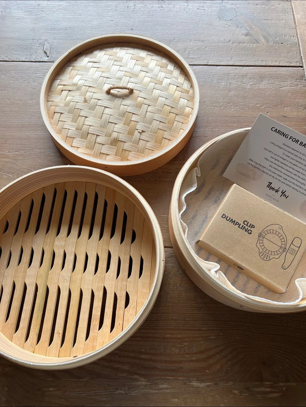 Bamboo Steamer Basket with Lid - Natural